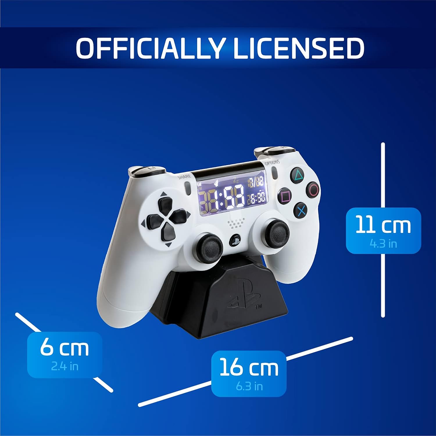 Paladone PlayStation Digital Alarm USB Reverse LCD with Backlight, White PS5 Controller Design, Use D Pad & Buttons to Control & Set Clock, Gamer Decor, PlayStation 5 Gaming Desk Accessories - Image 5