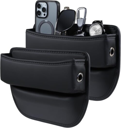 Car Seat Gap Filler, PU Leather Car Seat Organizer Adjustable Console Gap Filler Storage Box, Multifunctional Car Organizer Accessories for Phone Sunglasses Keys Cards