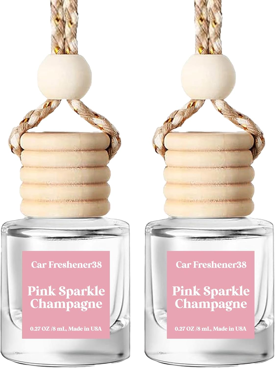 HoogaLife Car Air Freshener Diffuser 2 Pack Hanging Air Freshener Diffuser - Pink Sparkle Champagne Fragrance Oil Air Diffuser for Car, 45+ Days Long Lasting Fragrance Made in USA Car Air Fresheners