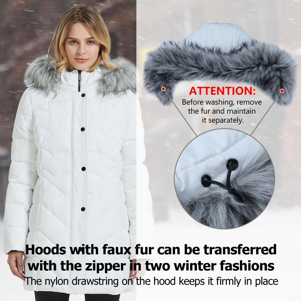 BINACL Women's Winter Warm Thicken Long Outwear Pockets Coat Parka Jacket XS-3XL - Image 5