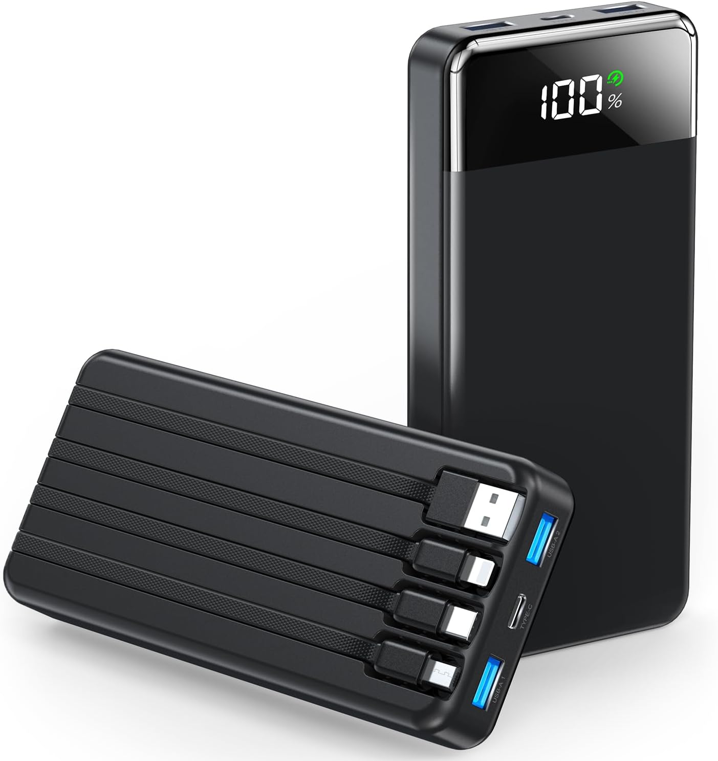 SABANI Portable Charger 35000mAh Power Bank - Portable Battery with 4 Built in Cables, 22.5W Fast Charging Battery Pack Compatible with iPhone 16 15 14 13 Samsung Android Phone etc (1 Pack, Black)