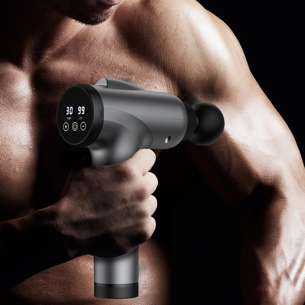 Massage Gun Deep Tissue, Handheld Electric Muscle Massager, High Intensity Percussion Massage Device for Pain Relief with 9 Attachments & 30 Speed(Grey) - Image 7