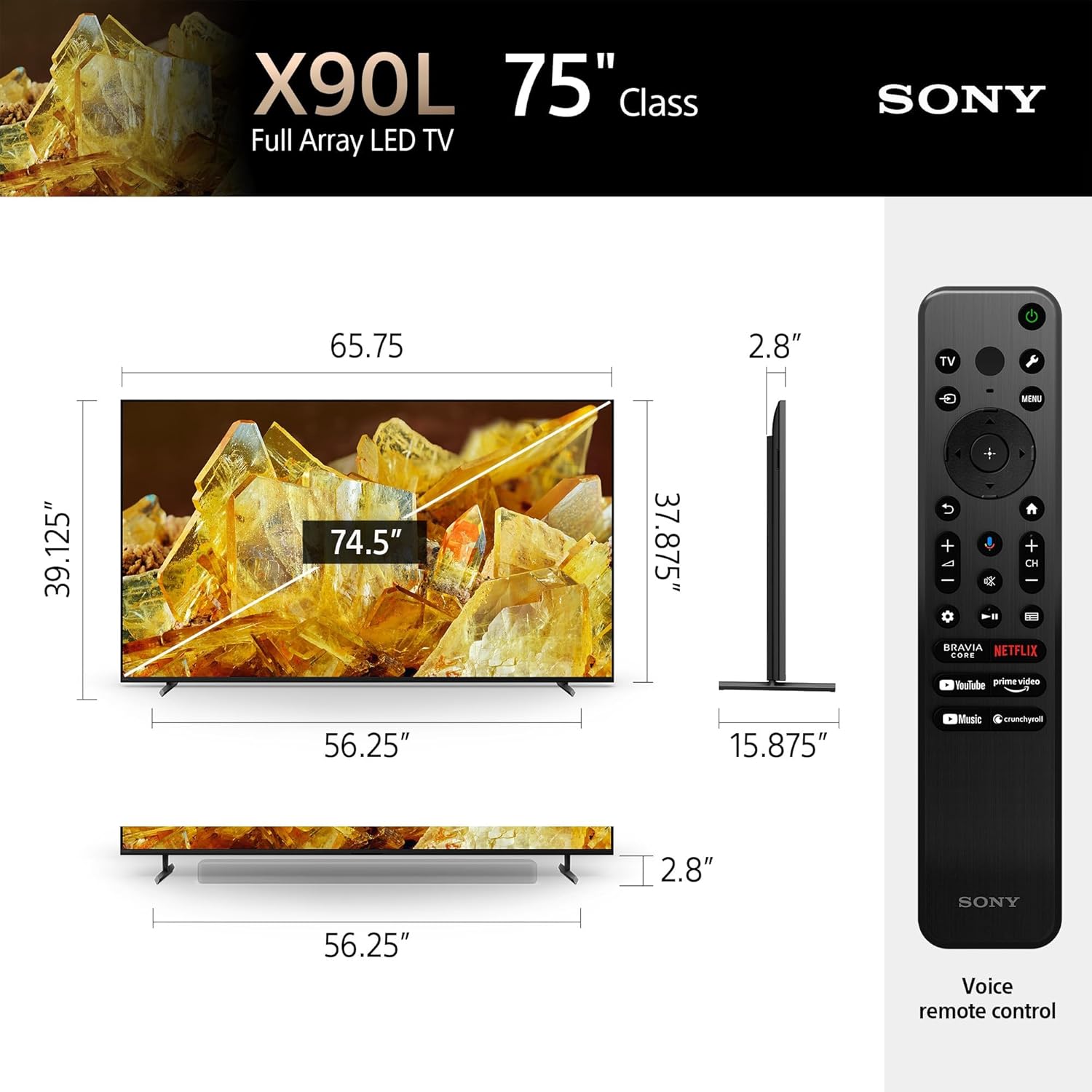 Sony 75 Inch 4K Ultra HD TV X90L Series: BRAVIA XR Full Array LED Smart Google TV with Dolby Vision HDR and Exclusive Features for The PlayStation® 5 XR75X90L- Latest Model,Black - Image 4