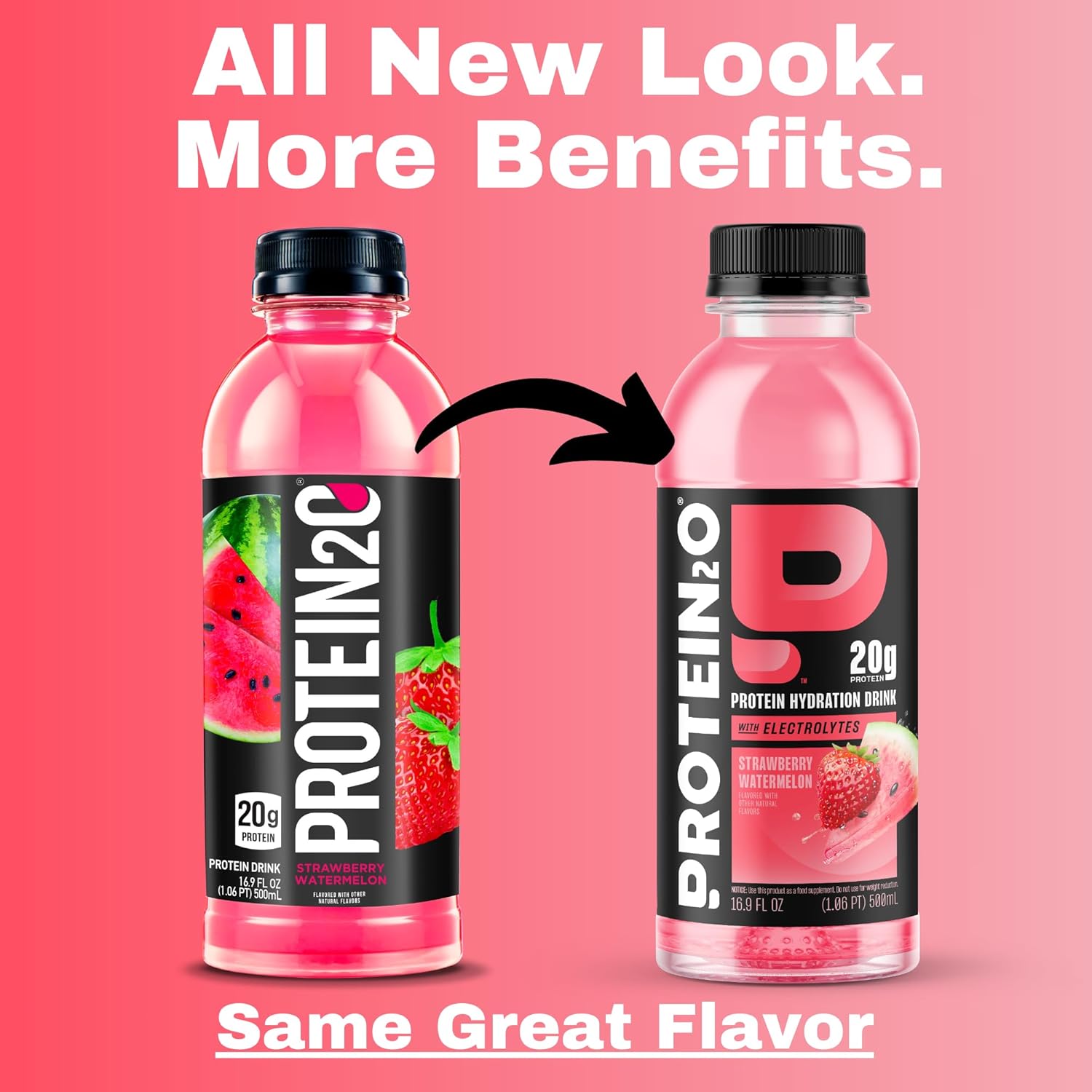 Protein2o 20g Whey Protein Isolate Hydration Drink, 350mg of Electrolytes, Vitamins B5 & B6, Sugar Free, Strawberry Watermelon, 16.9 oz Bottle (12 Count) - Image 3