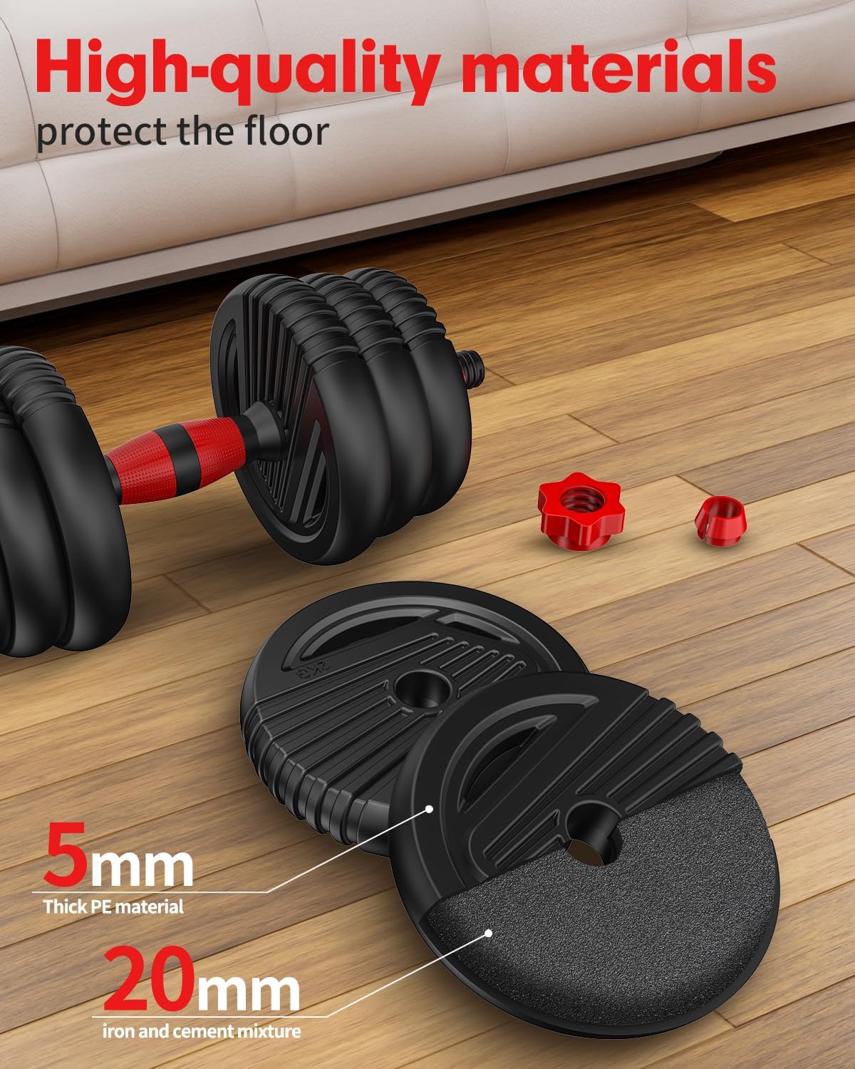 Adjustable Dumbbells, 10/25/35/55/70/90lbs Free Weight Set with Connector, 4 in1 Dumbbells Set Used as Barbell, Kettlebells, Push up Stand, Fitness Exercises for Home Gym Suitable Men/Women - Image 4