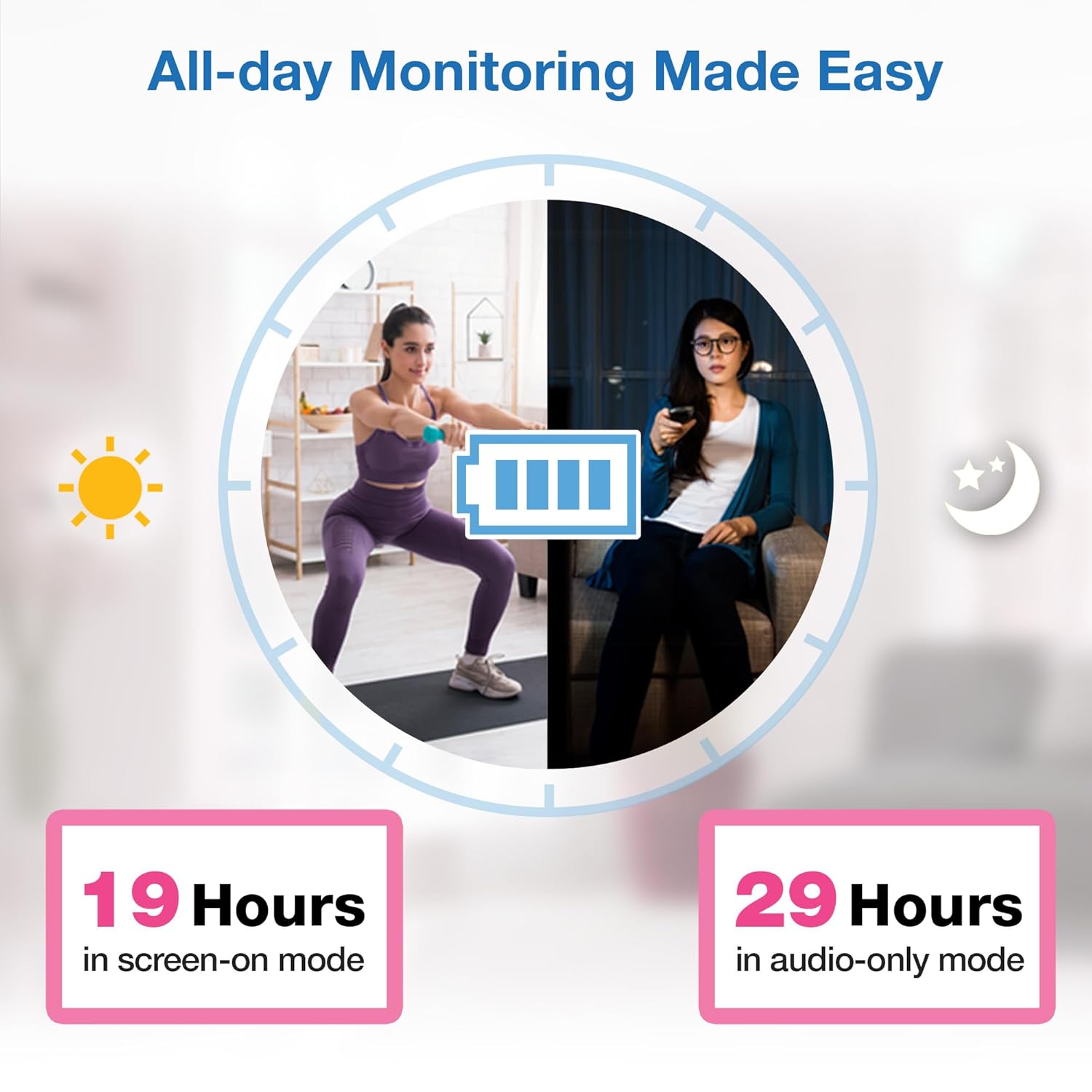 VTech VM819-2 Baby Monitor, 2.8” Screen, 2 Cameras, 1000ft Range, Night Vision, 2-Way Audio, Temperature Sensor, Lullabies, Secured Transmission No WiFi - Image 5