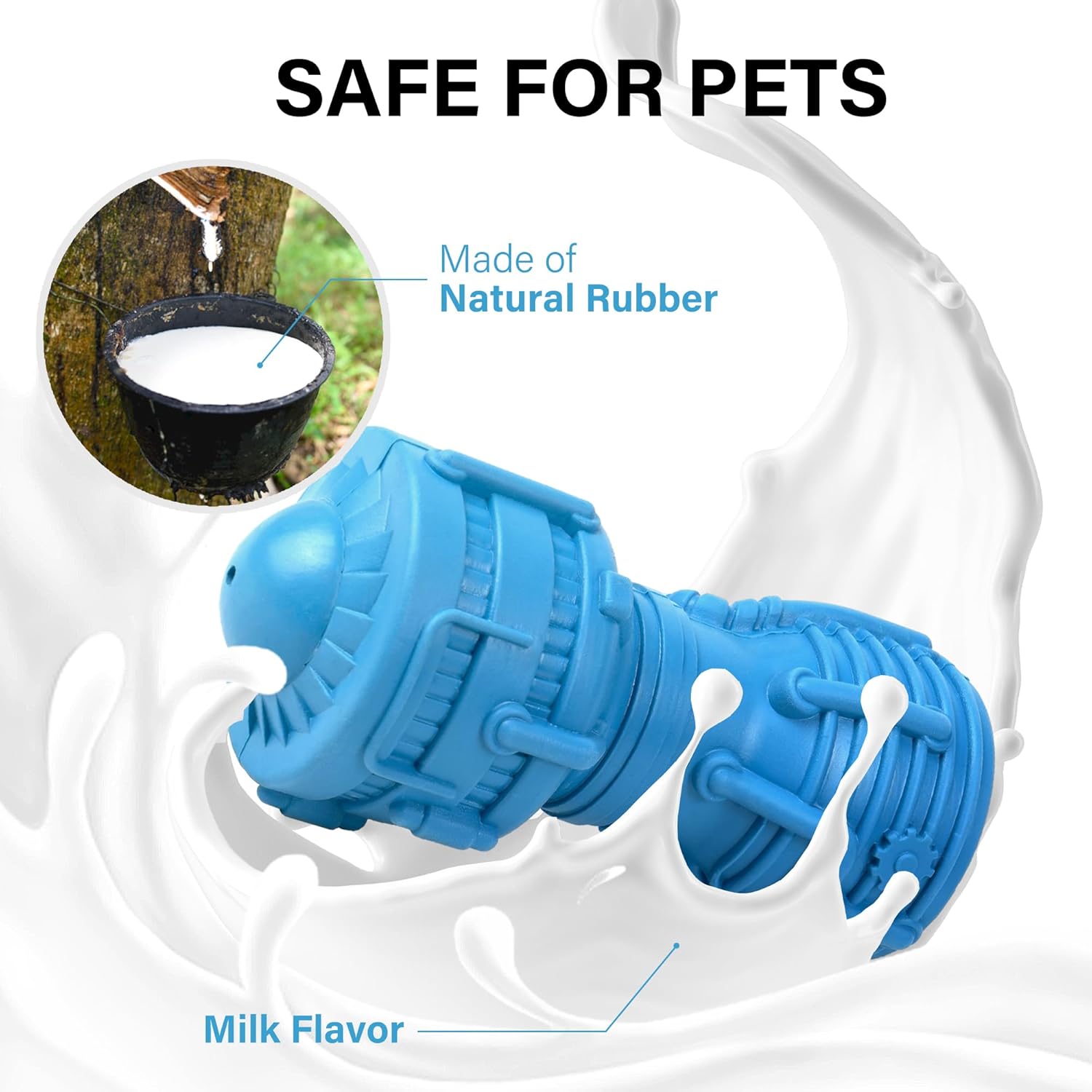 PrimePets Dog Chew Toy, Squeaky Dog Toy for Large Medium Dogs, Blue Rubber Enrichment Toy for Interactive Play, Teeth Cleaning, Milk Flavored Dental Chew Toy - Image 7