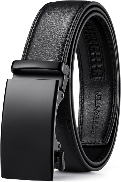 BOSTANTEN Ratchet Mens Belt Leather Dress and Casual with Adjustable Buckle, Trim to Fit