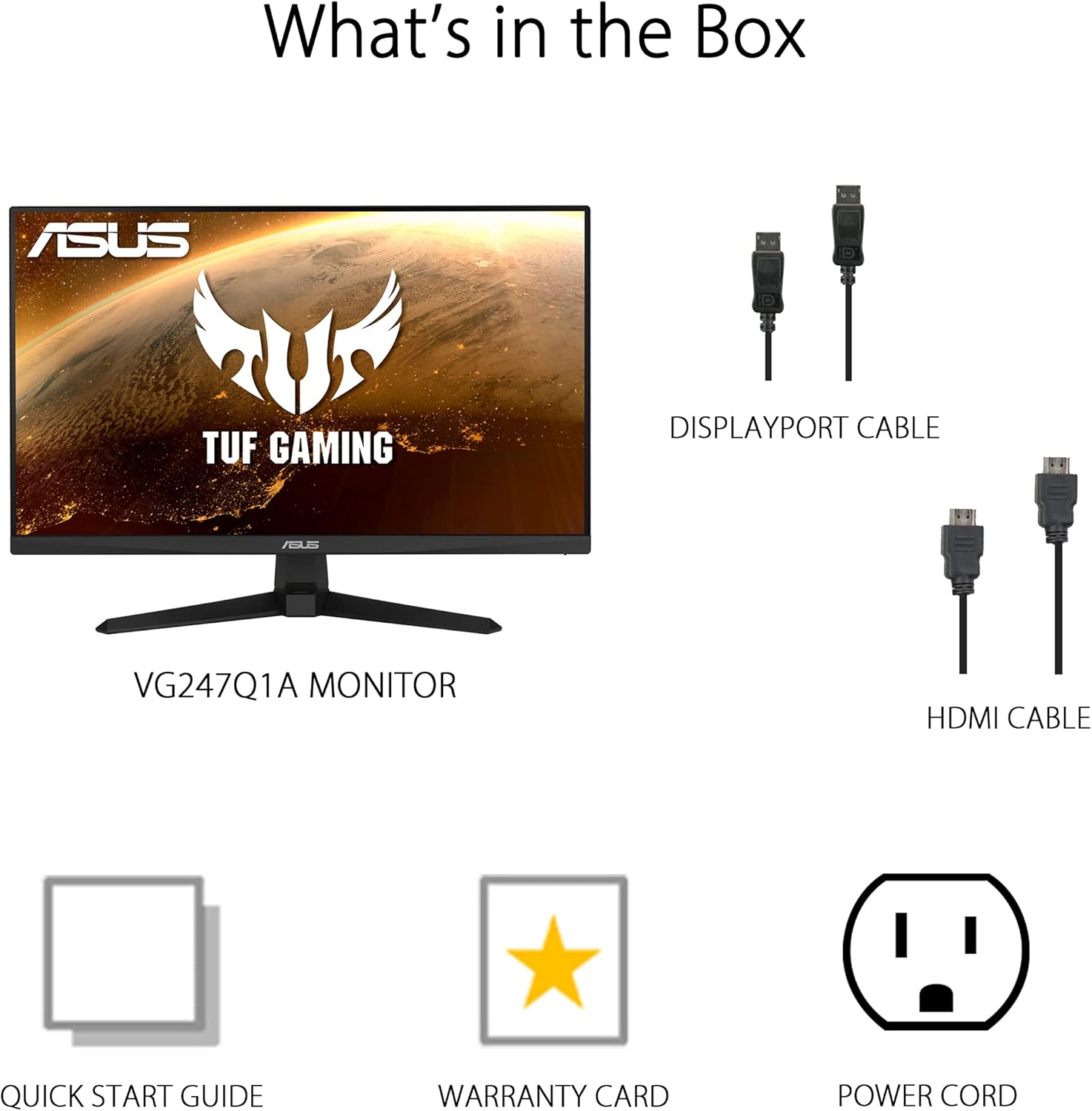 ASUS TUF Gaming 23.8” 1080P Monitor (VG247Q1A) - Full HD, 165Hz (Supports 144Hz), 1ms, Extreme Low Motion Blur, Adaptive-sync, FreeSync Premium, Shadow Boost, Speakers, Eye Care, HDMI, DisplayPort - Image 6