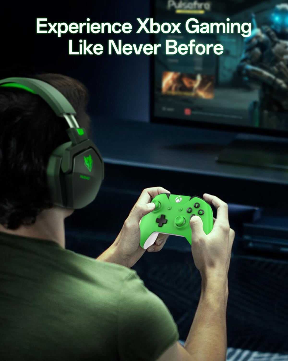 NUBWO N16 Gaming Headset for Xbox, PS5, PS4, PC, NS, Mac - Over Ear Headphones with Microphone, Stereo Sound, Wired Xbox Headet with 3.5mm Audio Jack (Black Green) - Image 2