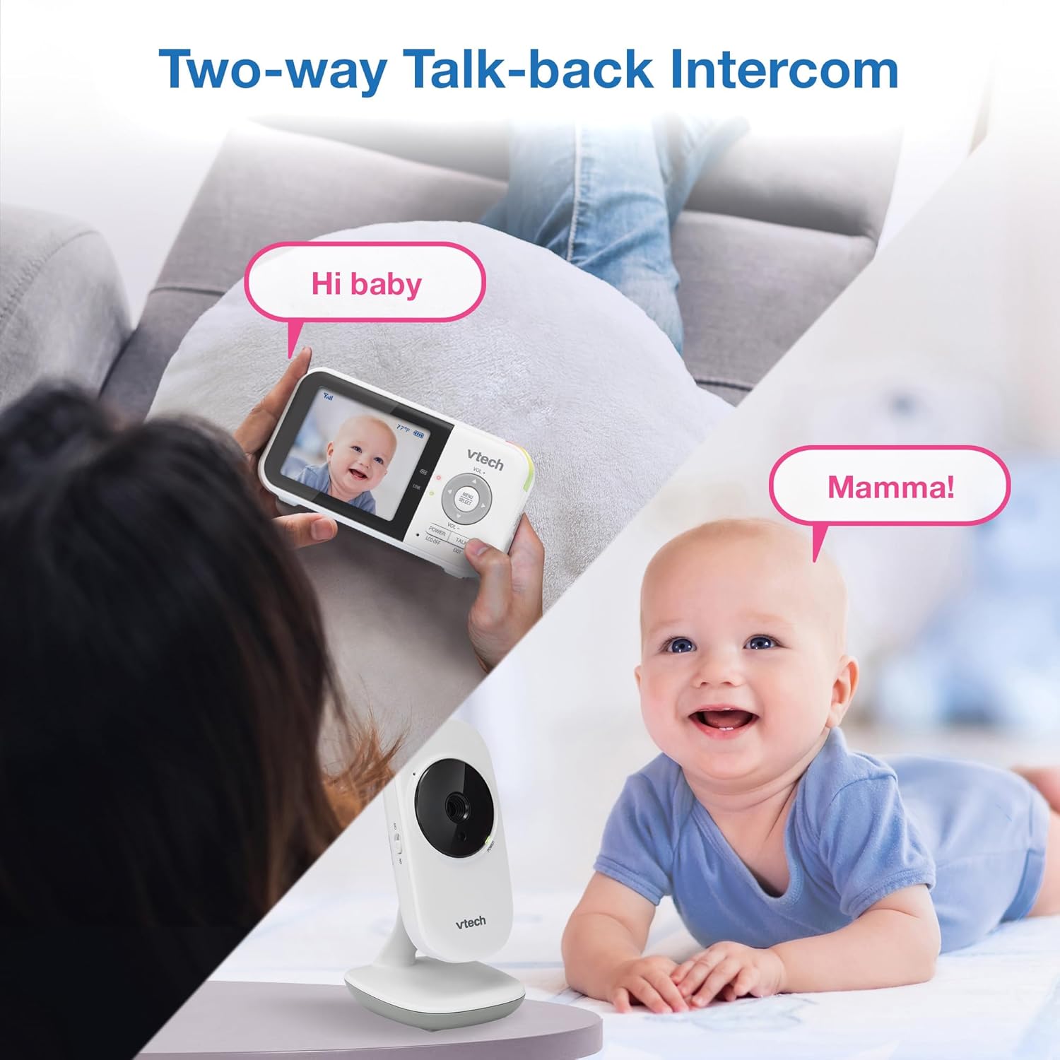 VTech VM819-2 Baby Monitor, 2.8” Screen, 2 Cameras, 1000ft Range, Night Vision, 2-Way Audio, Temperature Sensor, Lullabies, Secured Transmission No WiFi - Image 9