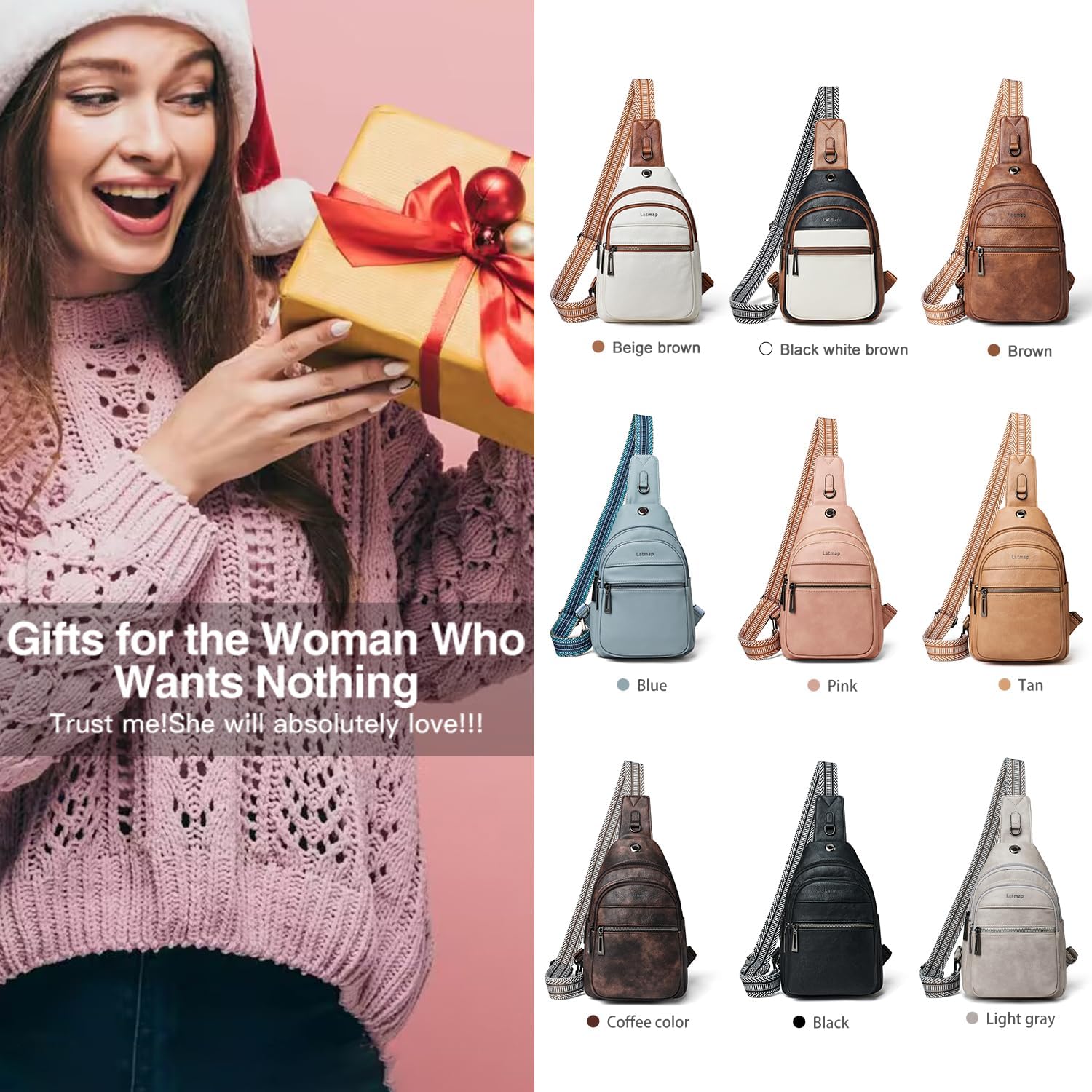 7L Sling Bag For Women Men Crossbody Shoulder Tote Blet Bags Backpack Fanny Pack Travel Purse Faux Leather - Image 9