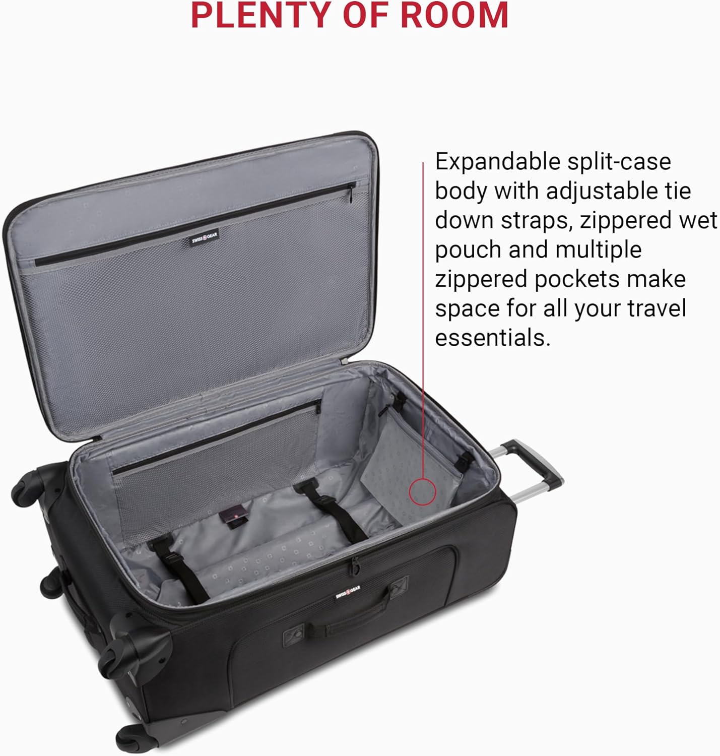 SwissGear Sion Softside Expandable Luggage, Black, Checked-Large 29-Inch - Image 4