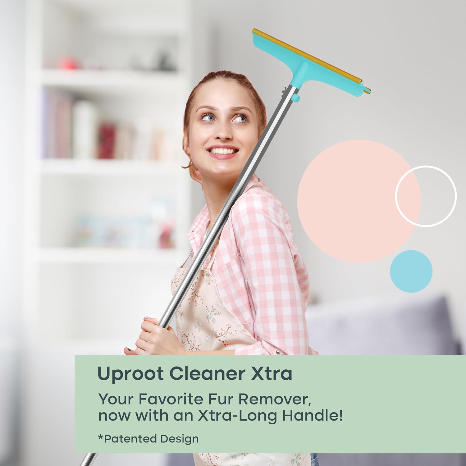 Uproot Cleaner Xtra Pet Hair Removal Tool: Reusable Carpet Rake with Telescopic 60" Handle - As Powerful as Uproot Cleaner Pro Pet Hair Remover, but Made for Carpets, Curtains - Don't Bend Don't Kneel - Image 7