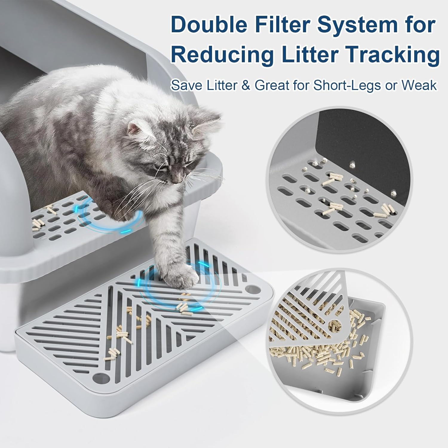 Enclosed Stainless Steel Cat Litter Box with Lid Extra Large Litter Box for Big Cats XL Metal Litter Pan Tray with High Wall Sides Enclosure, Non-Sticky, Anti-Leakage, Easy Cleaning - Image 3