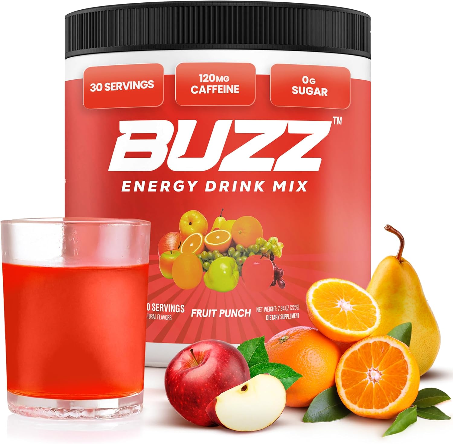 Morning Buzz Energy Drink Powder - Energy Boost Drink Mix - Sugar-Free Energy with Antioxidants - Morning Kickstart and Sports Nutrition Endurance Product - 30 Servings, Fruit Punch, 7.9 Ounces - Image 8
