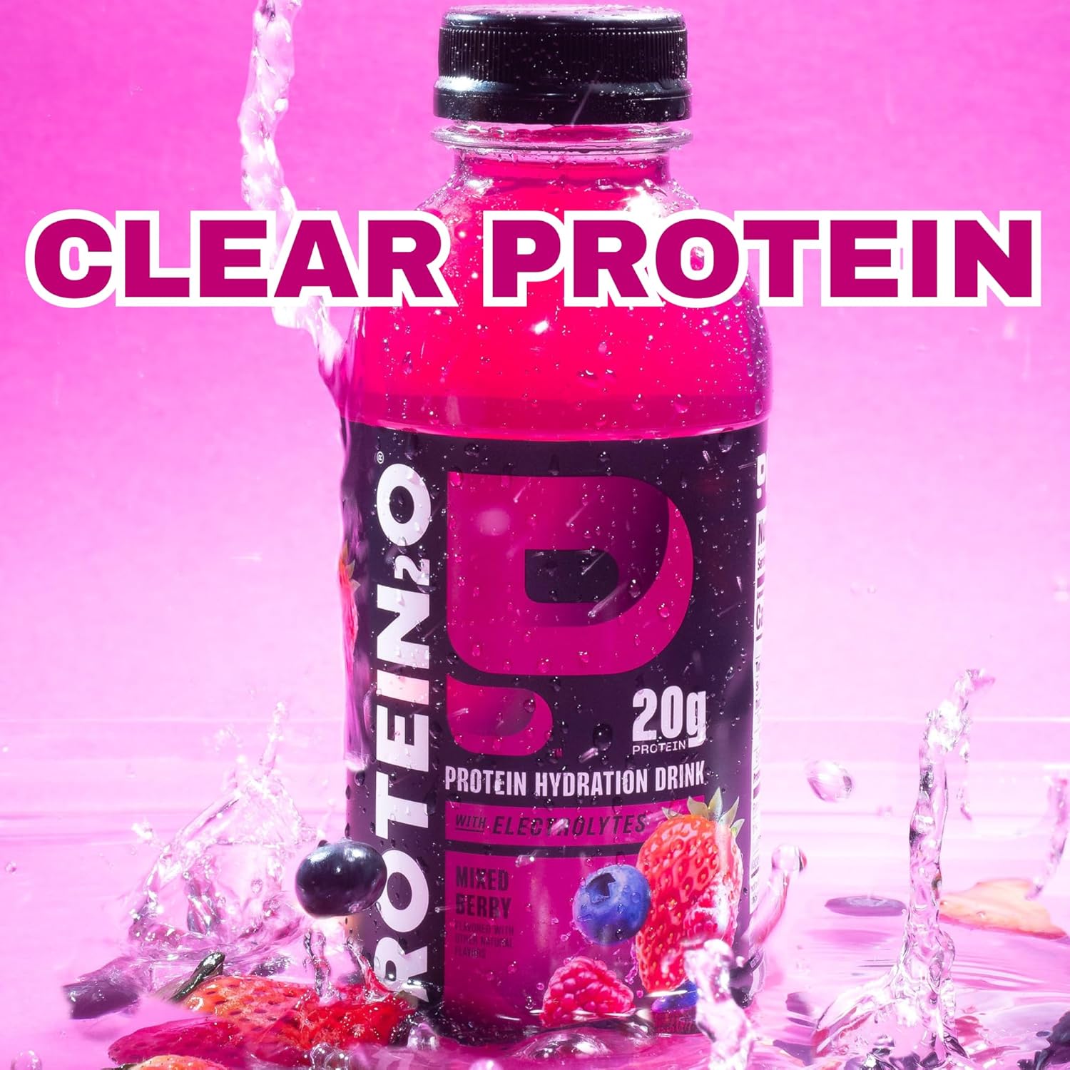 Protein2o 20g Whey Protein Isolate Hydration Drink, 350mg of Electrolytes, Vitamins B5 & B6, Sugar Free, Strawberry Watermelon, 16.9 oz Bottle (12 Count) - Image 8