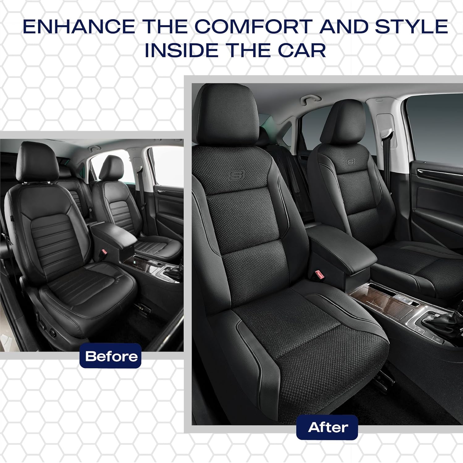 Skechers Memory Foam Leather Car Seat Covers, Air Cool Mesh Thick Seat Covers, Two Front car seat Protector, Airbag Compatible, Automotive Comfort Protection for Most Cars, Vans, Trucks, SUV (Black) - Image 5