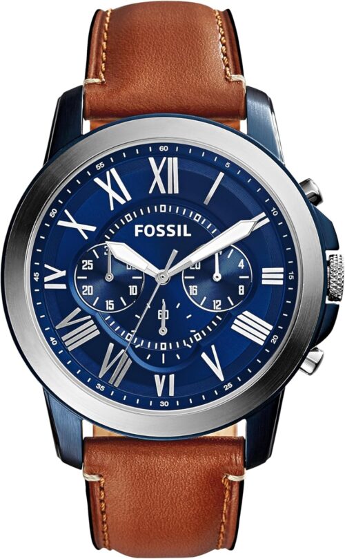 Fossil Men’s Grant Quartz Stainless Steel and Leather Chronograph Watch