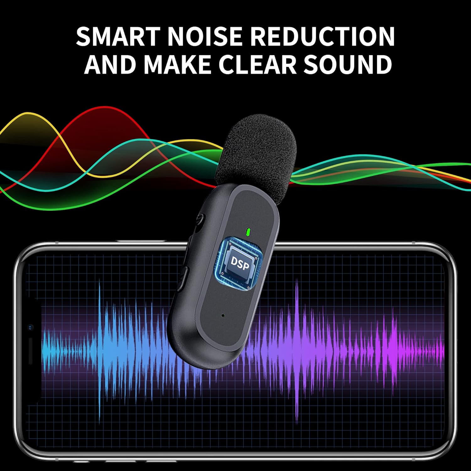2 Pack Professional Wireless Lavalier Microphone for Android, iPhone iPad with Adapter Included Noise Reduction Plug-Play Clip on Lapel Mic for YouTube, Recording, Vlog, Facebook Live Streaming - Image 5