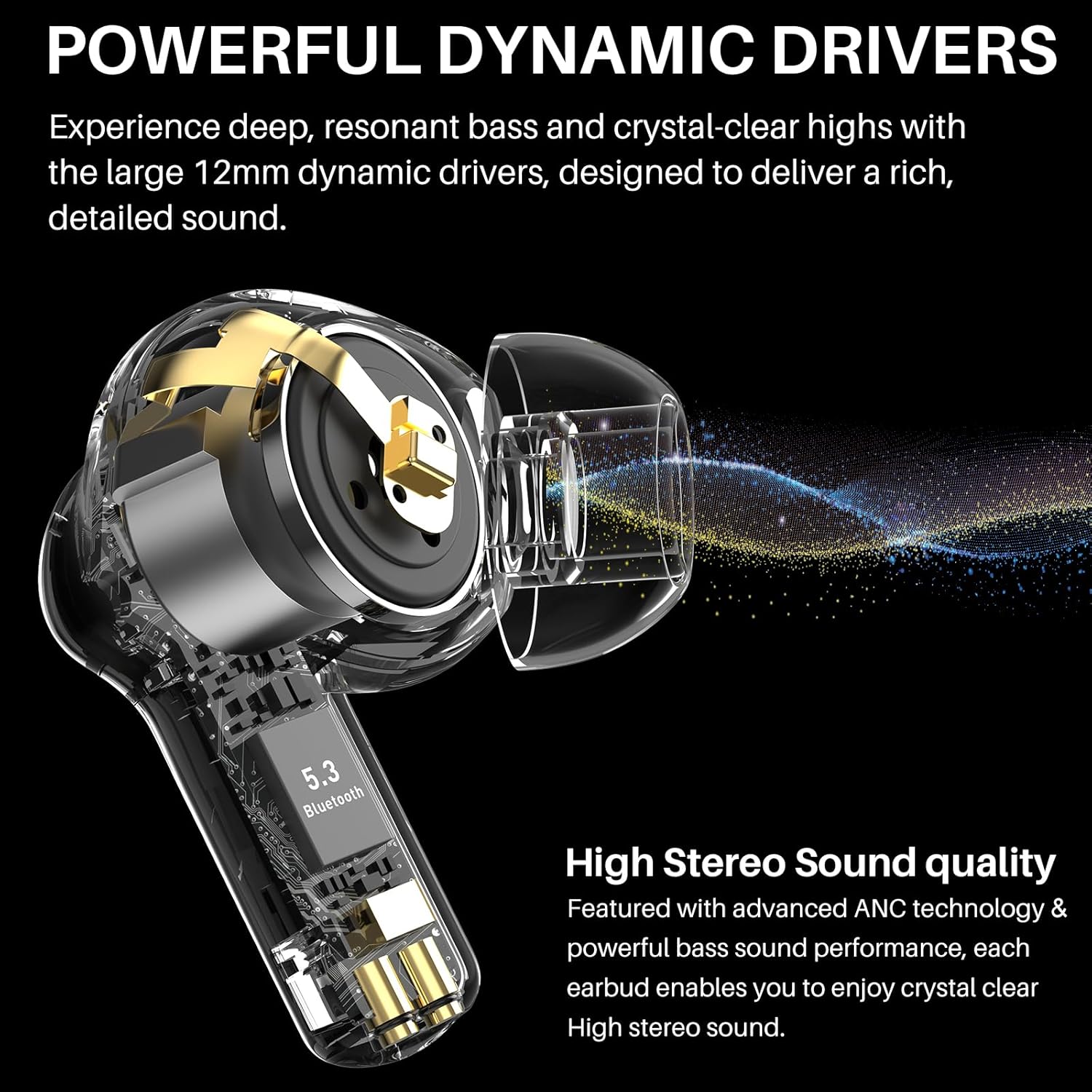 TOZO Hybrid Active Noise Cancelling Wireless Earbuds with 6 Mics AI Clear Call Ear Buds 55H Playtime with LED Display 32 Preset EQs via APP Bluetooth 5.3 IPX8 Waterproof in Ear Headphones - Image 6
