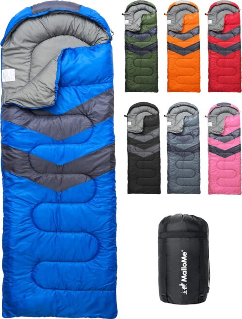 MalloMe Sleeping Bags for Adults Cold Weather & Warm – Backpacking Camping Sleeping Bag for Kids 10-12, Girls, Boys – Lightweight Compact Camping Essentials Gear Accessories Hiking Sleep Must Haves