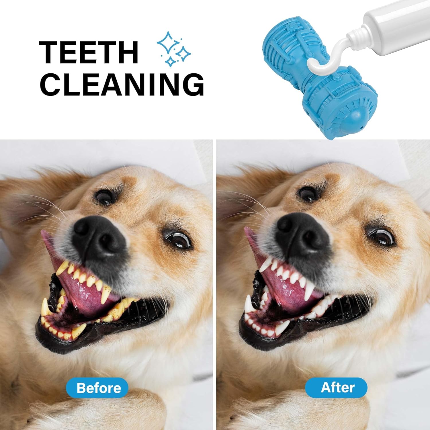PrimePets Dog Chew Toy, Squeaky Dog Toy for Large Medium Dogs, Blue Rubber Enrichment Toy for Interactive Play, Teeth Cleaning, Milk Flavored Dental Chew Toy - Image 5