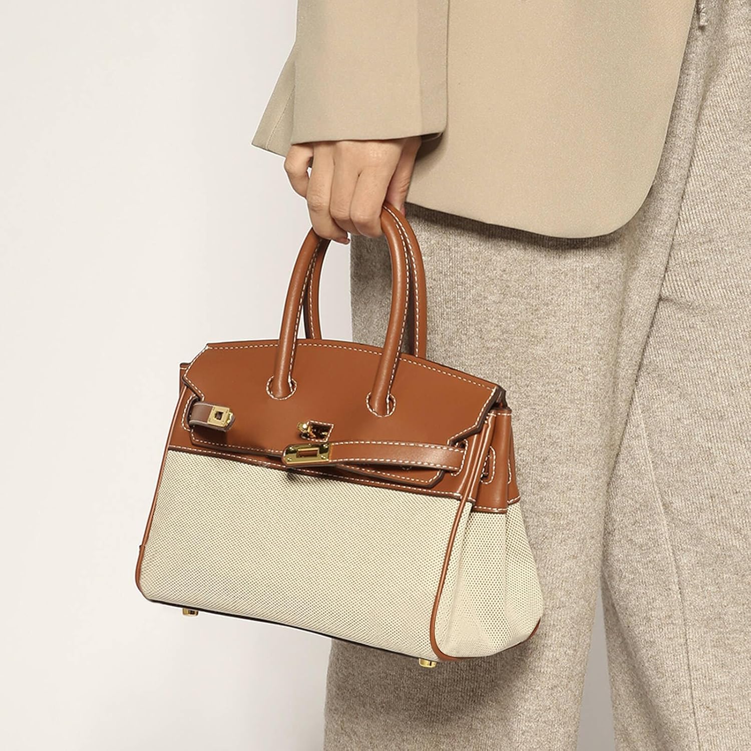 Women's Handbags Crossbody Leather Tote Bag for Women Shoulder Bag Designer Handbags Top Handle Satchel Mini Tote Buckle - Image 3