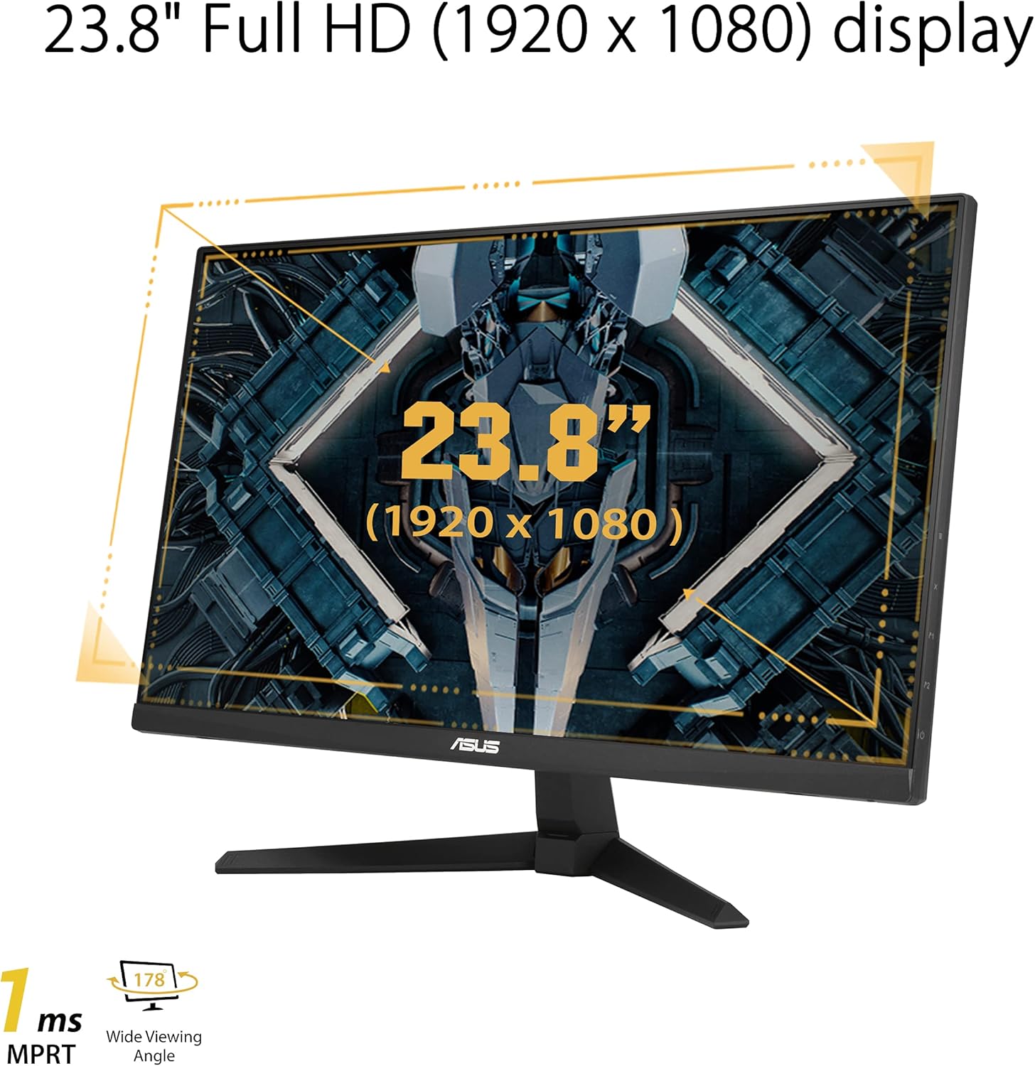 ASUS TUF Gaming 23.8” 1080P Monitor (VG247Q1A) - Full HD, 165Hz (Supports 144Hz), 1ms, Extreme Low Motion Blur, Adaptive-sync, FreeSync Premium, Shadow Boost, Speakers, Eye Care, HDMI, DisplayPort - Image 2