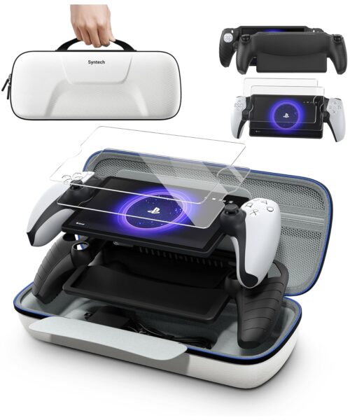 Syntech 3 in 1 Accessories Bundle for PS Portal with Portable Carrying Case, Silicone Cover and 2-Pack Screen Protector Compatible with Playstation Portal Accessories, Tailored Protection Set