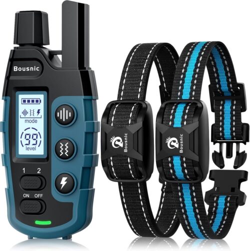 Bousnic Dog Shock Collar 2 Dogs (5-120Lbs) – 3300 ft Waterproof Training Collar for Dogs Large Medium Small with Rechargeable Remote, Beep (1-8) Vibration (1-16) and Humane Shock (1-99) Modes