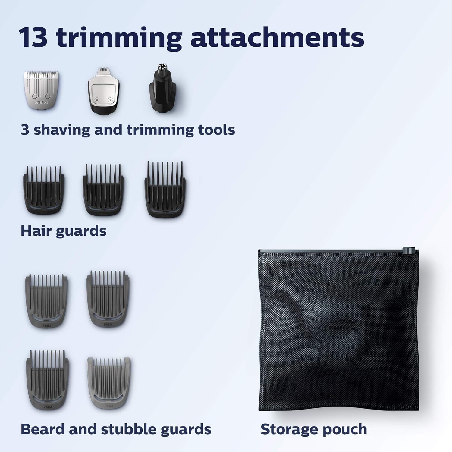 Philips Norelco Multi Groomer All-in-One Trimmer Series 3000-13 Piece Mens Grooming Kit for Beard, Face, Nose, Ear Hair Trimmer and Hair Clipper - NO Blade Oil Needed, MG3740/40 - Image 2