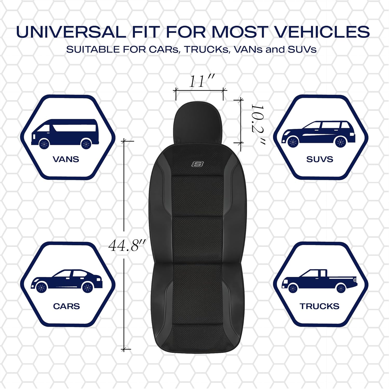 Skechers Memory Foam Leather Car Seat Covers, Air Cool Mesh Thick Seat Covers, Two Front car seat Protector, Airbag Compatible, Automotive Comfort Protection for Most Cars, Vans, Trucks, SUV (Black) - Image 4