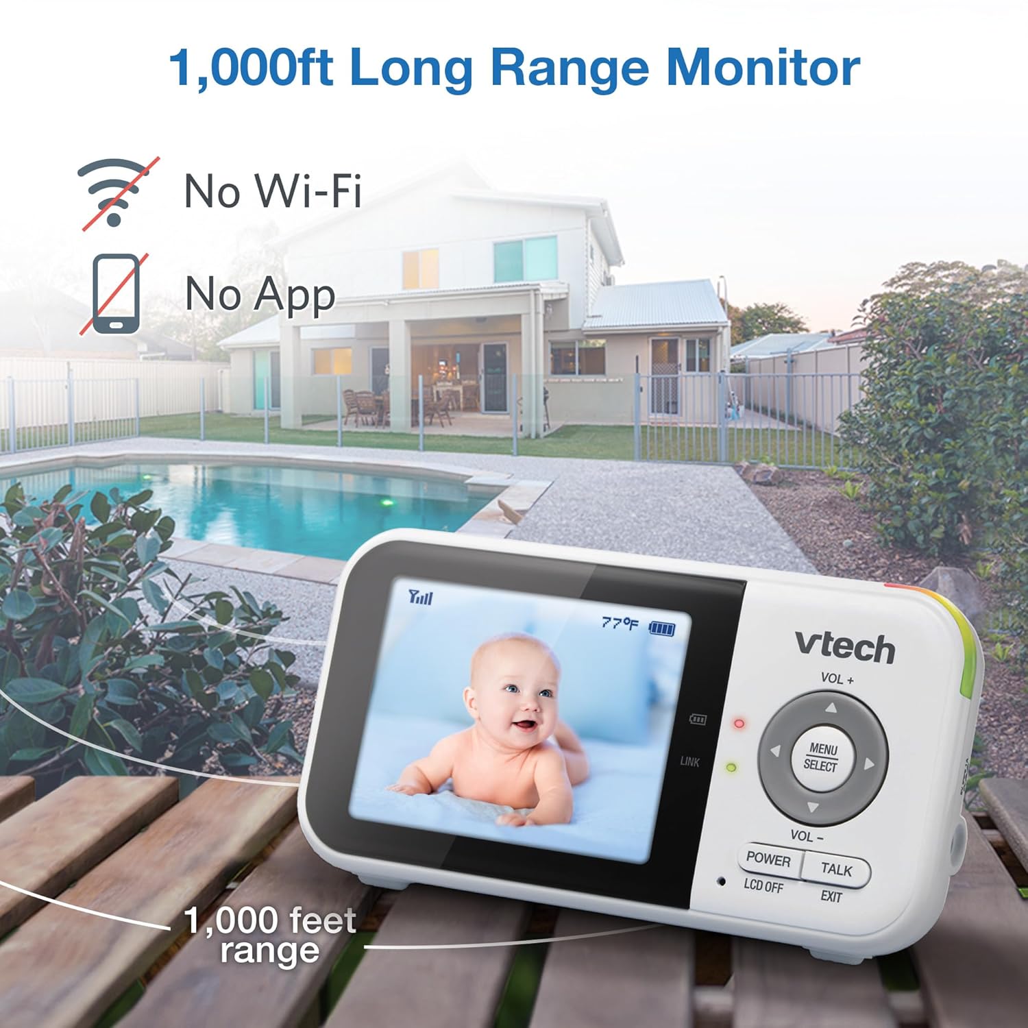 VTech VM819-2 Baby Monitor, 2.8” Screen, 2 Cameras, 1000ft Range, Night Vision, 2-Way Audio, Temperature Sensor, Lullabies, Secured Transmission No WiFi - Image 10