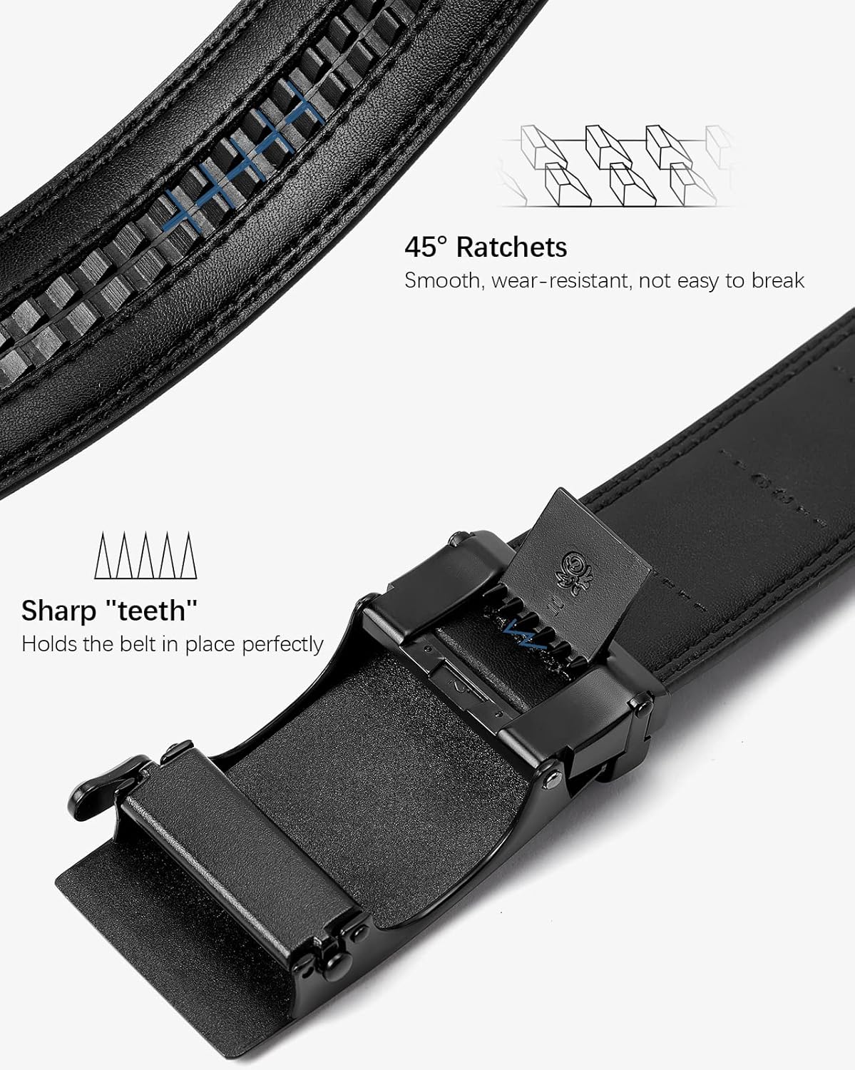 BOSTANTEN Ratchet Mens Belt Leather Dress and Casual with Adjustable Buckle, Trim to Fit - Image 7