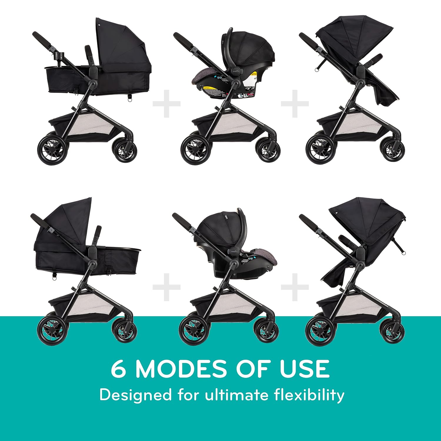 Evenflo Pivot Modular Travel System with LiteMax Infant Car Seat with Anti-Rebound Bar (Casual Gray) - Image 5