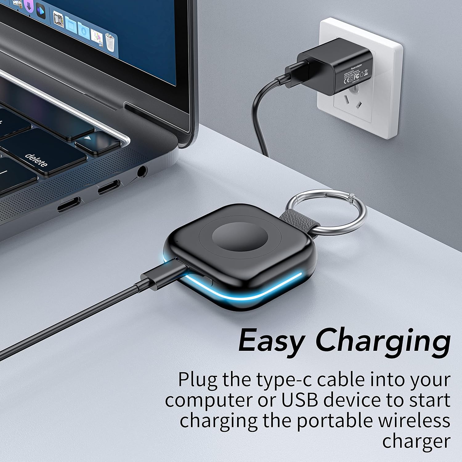 HUOTO Portable Charger for Apple Watch,Wireless Magnetic iWatch Charger 1200mAh Power Bank Travel Keychain Accessories Smart Watch Charger for Apple Watch Series 10/9/8/7/6/SE/5/4/3/2/1/UItra/UItra 2 - Image 6