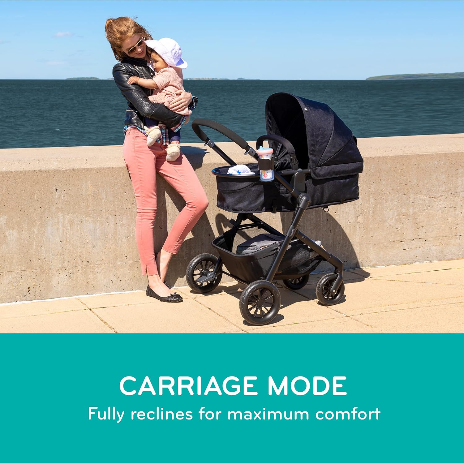 Evenflo Pivot Modular Travel System with LiteMax Infant Car Seat with Anti-Rebound Bar (Casual Gray) - Image 9