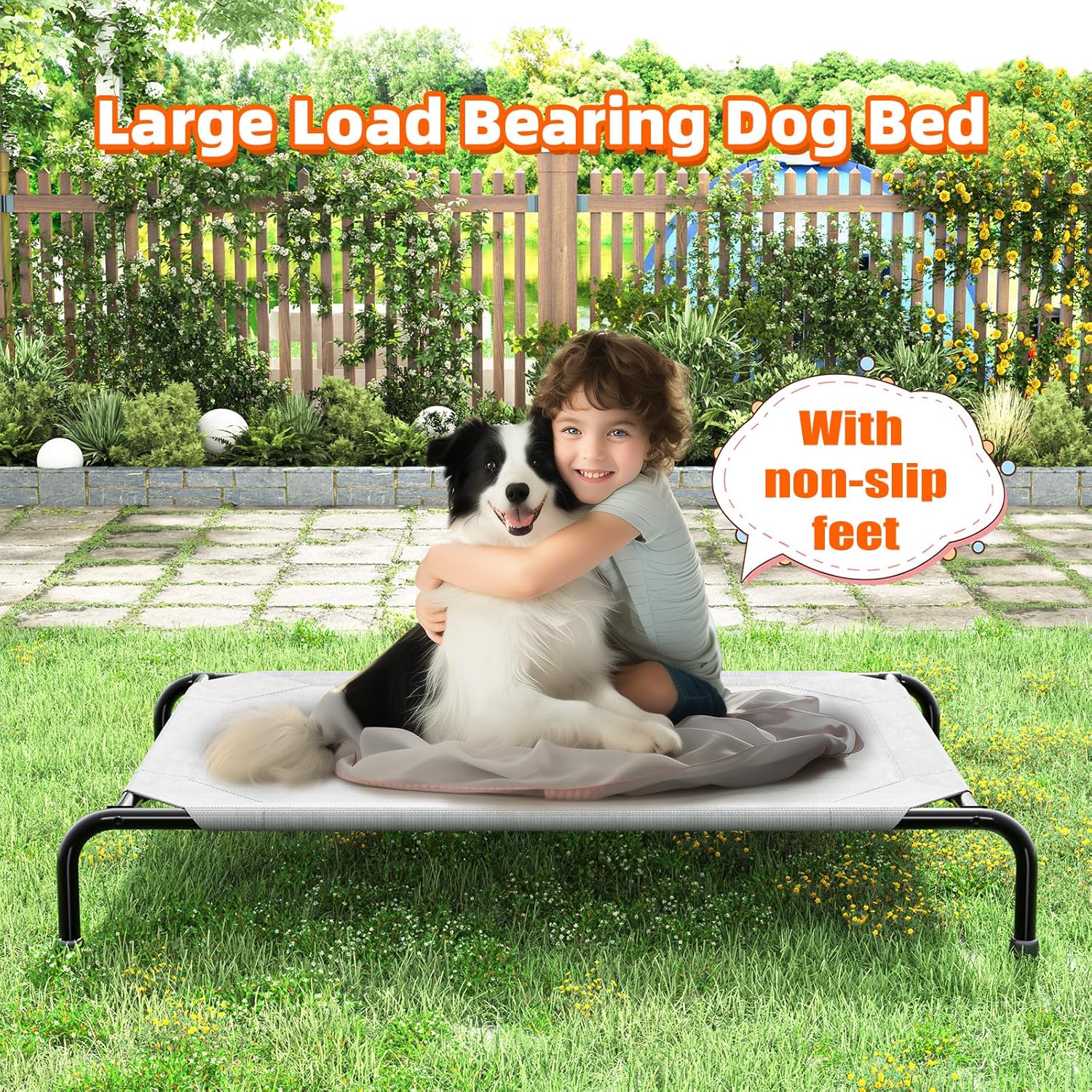 Simple Trending Dog Bed Raised for Extra Large Dog, Waterproof XL Pet Cot, Breathable Big Dog Bed Load 400lb, Grey - Image 6